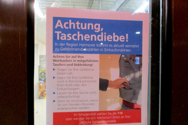 Warnung vor Taschendieben